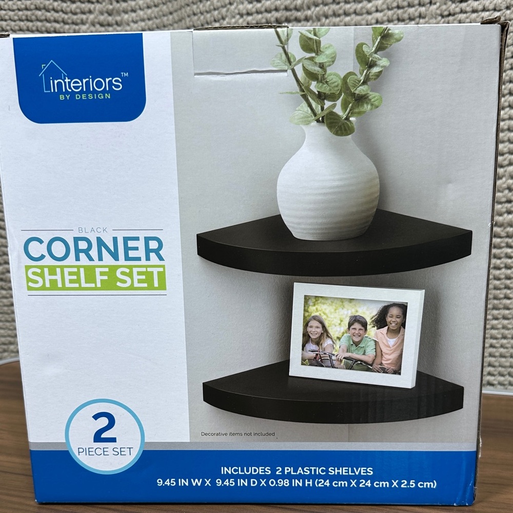 Interiors by Design Black Corner Shelf Set - 2 Piece